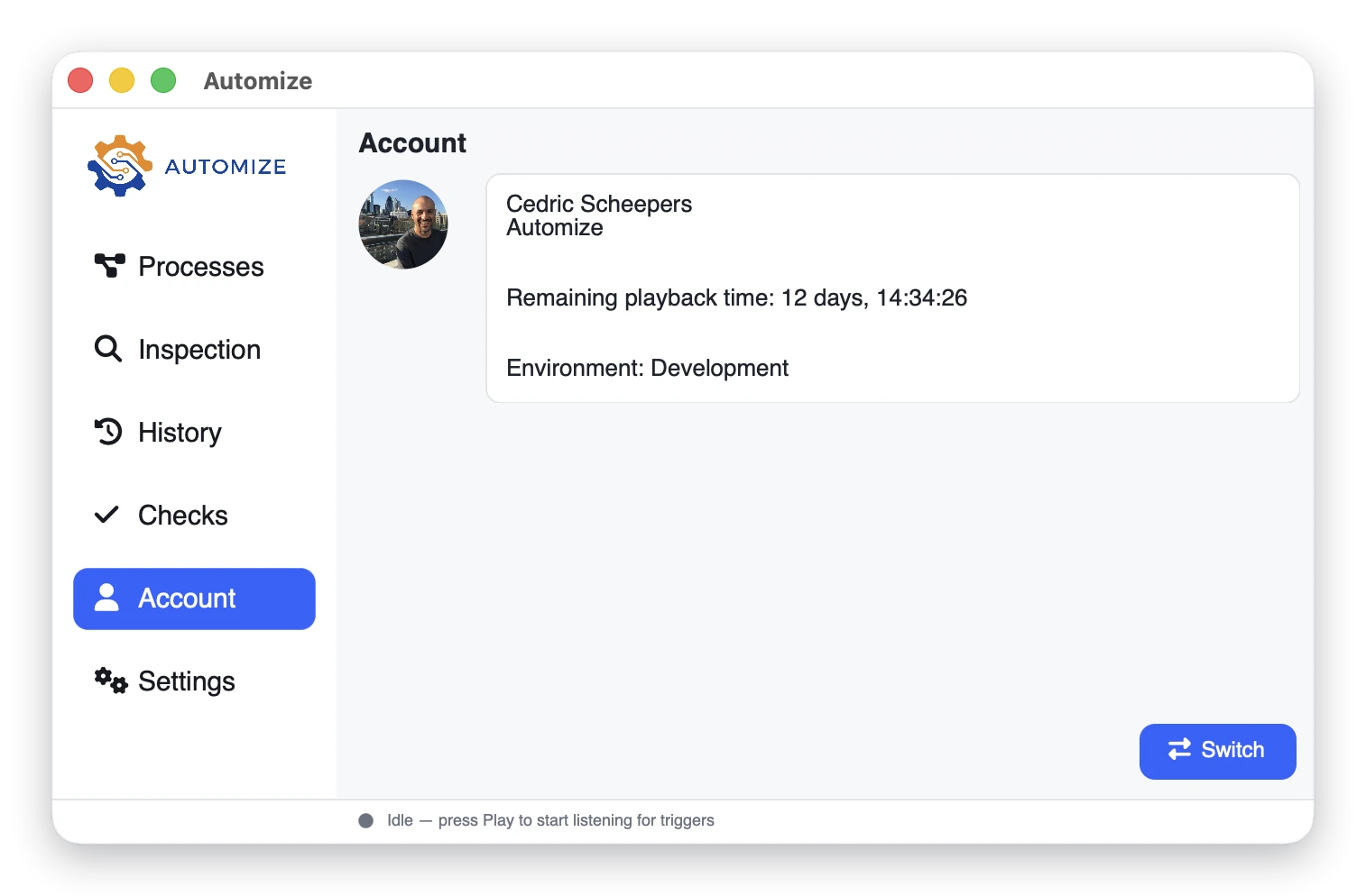 The Automize bot desktop app